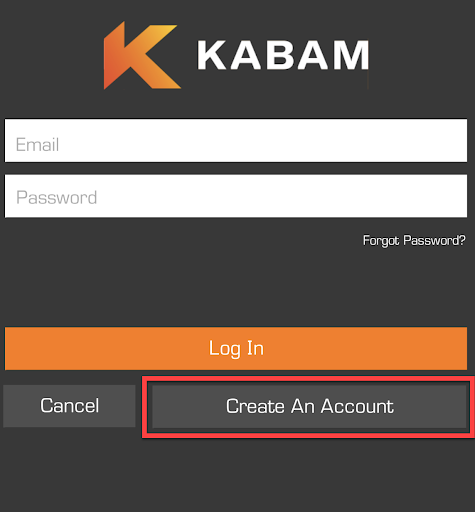 Screenshot of the login options page with the Create An Account button highlighted
