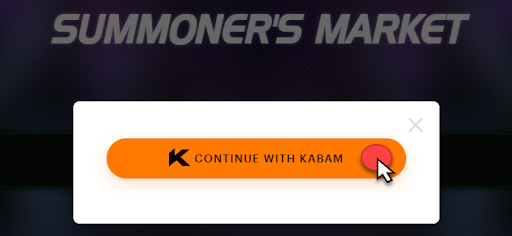 Screenshot of the Continue With Kabam popup