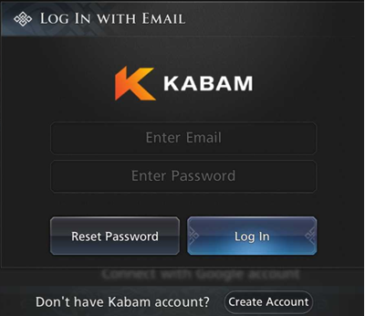 Screenshot of the LOG IN WITH EMAIL credentials page