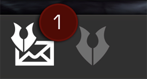 A screenshot showing what the mailbox icon looks like when a Summoner has an Incursion invite.