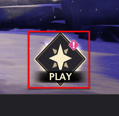 Screenshot of the PLAY icon highlighted