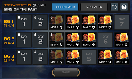 A screenshot of the Alliance Quest calendar.