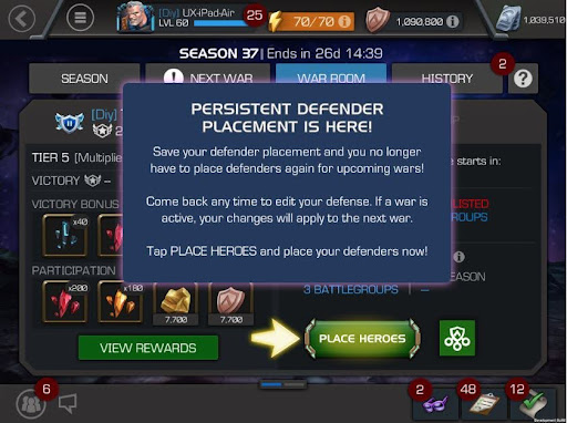 A screenshot explaining the Persistent Placement system.