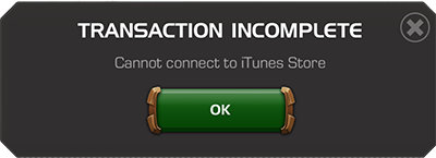 Screenshot of error Cannot Connect to iTunes Store