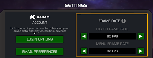 A screenshot of the Settings menu with the “Frame Rate” section highlighted.