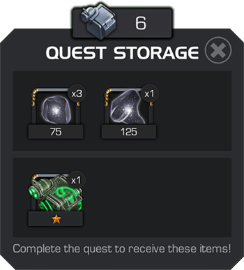 An example of an incomplete quest storage contents