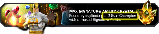 Screenshot showing a Max Signature Ability Crystal with the description text referencing a 2-Star Champion highlighted