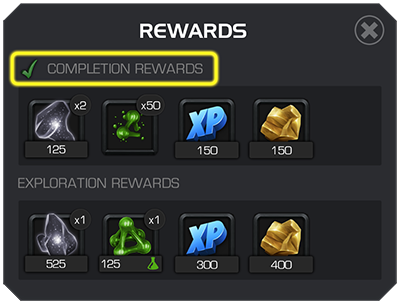 A screenshot of the daily quest rewards with the completion rewards highlighted