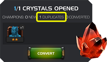 A screenshot of an opened crystal that rewarded a duplicate champion.