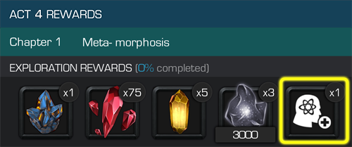 A screenshot the exploration rewards for Act 4, Chapter 1, including a mastery point