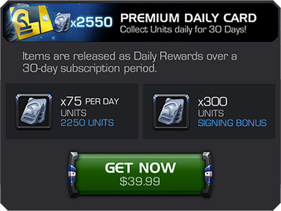 Screenshot of Premium Daily Card offer
