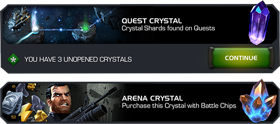 Screenshot of the Quest and Arena Crystals