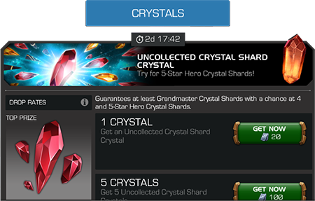 Screenshot of an Uncollected Crystal Shard Crystal offer