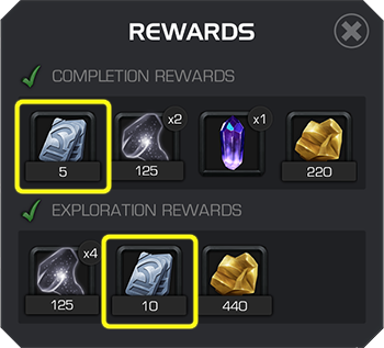Screenshot of Rewards window with 5 Units and 10 Units icons highlighted