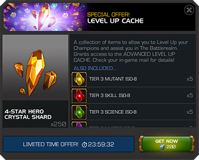 Screenshot showing a Level-Up offer