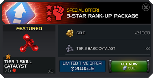 Screenshot of a special offer featuring a 3-Star Rank-Up Package