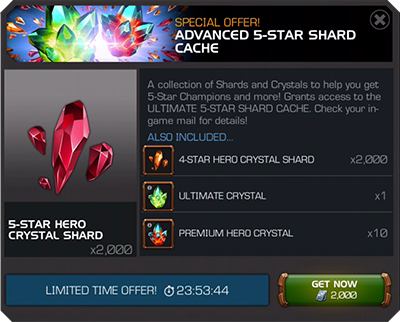 Screenshot showing a Crystal Shard offer example