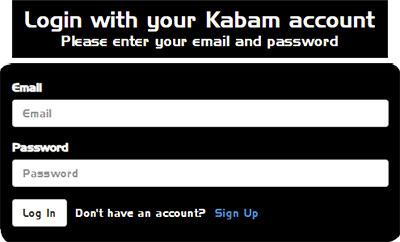 Screenshot of the Login button on your Kabam account page