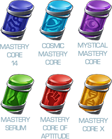 Images of the various class mastery cores
