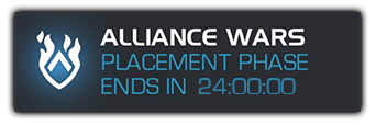 A screenshot of the alliance wars button with a placement phase countdown.