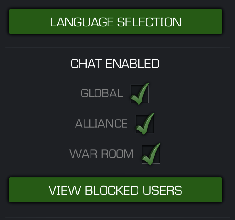 A screenshot of the chat settings with the Chat Enabled section highlighted