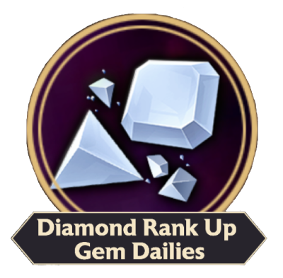 An image of Diamond Fragments, a Tier 1 Diamond Upgrade Gem,and a Tier 2 Diamond Upgrade Gem as displayed in the gem dailies