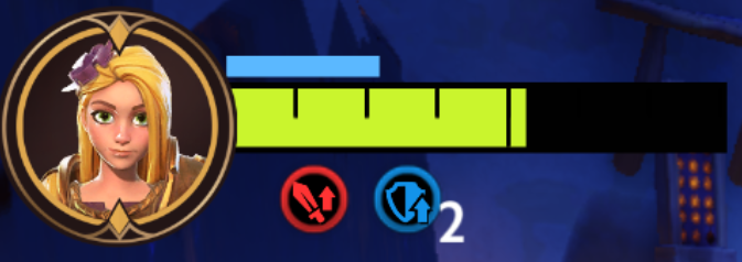A screenshot of status effects as they appear below your Guardian's health bar
