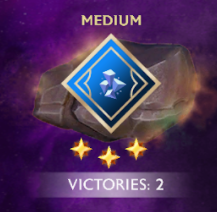 A screenshot of the Medium daily quest difficulty when there are 2 victories still available to achieve for the day