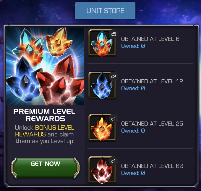 An image showing the Premium Level Rewards offer in the in-game Store.
