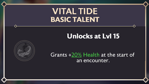 A screenshot of the Vital Tide talent and its effects.