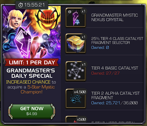 Screenshot of the Grandmaster's Daily Special.